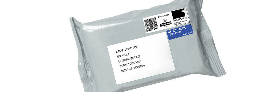 Mail forwarding postal bag showing international address example